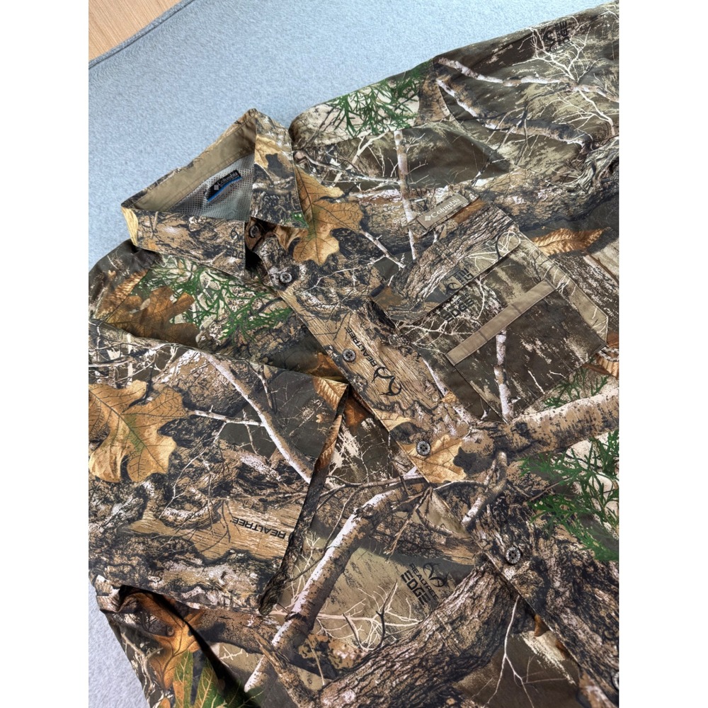 Columbia PHG Super Sharptail Realtree Camo Hunting Shirt Mens XXL Short Sleeve
